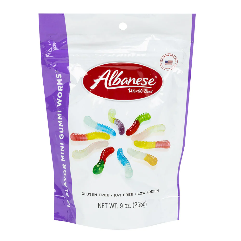 Albanese 12 Flavor Mini Gummi Worms Pouches - 6ct