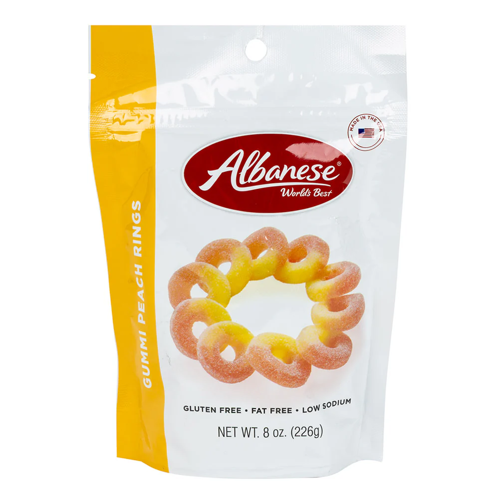 Albanese Gummi Peach Rings Pouches - 6ct