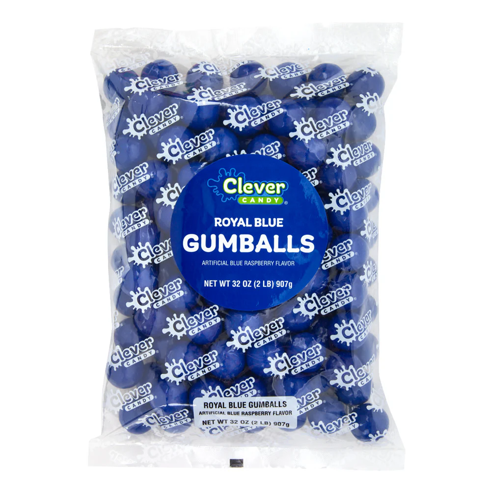 Blue Raspberry Royal Blue Gumballs 2lb Bags - 12ct