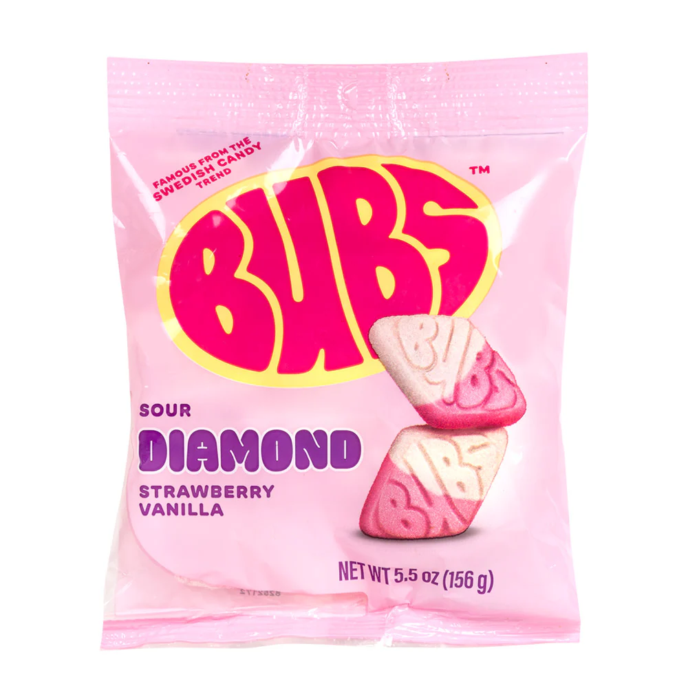 Bubs Sour Diamond Strawberry Vanilla Peg Bags - 8ct