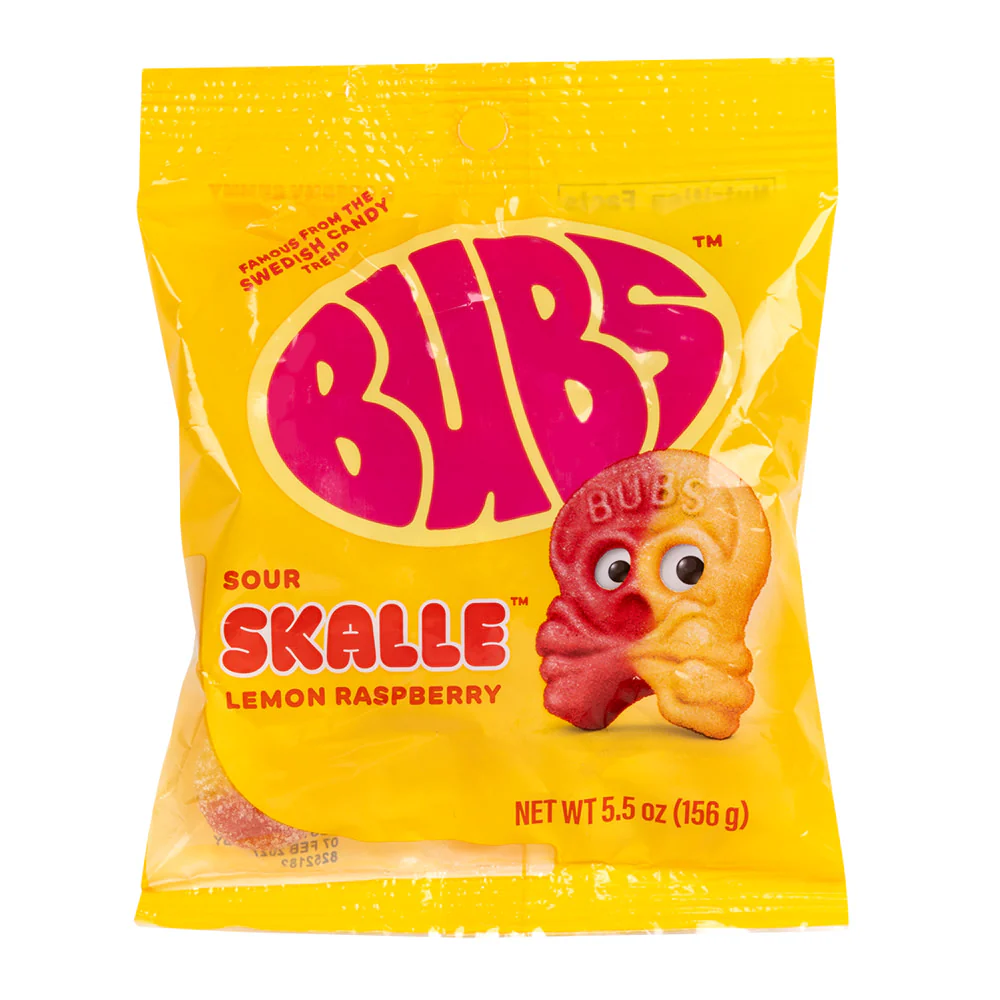 Bubs Sour Skalle Lemon Raspberry Peg Bags - 8ct
