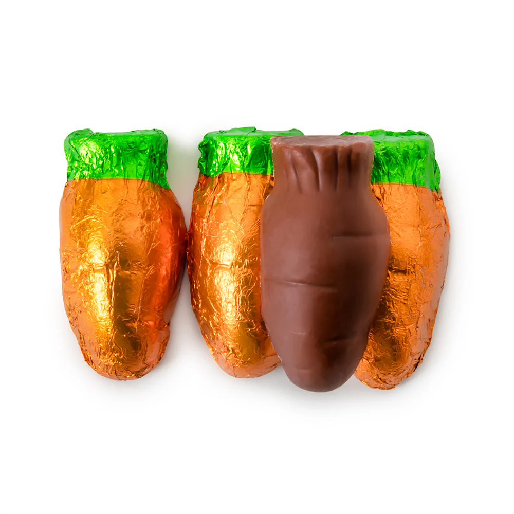 Chocolate Flavored Foiled Mini Carrots - 12lb Bulk