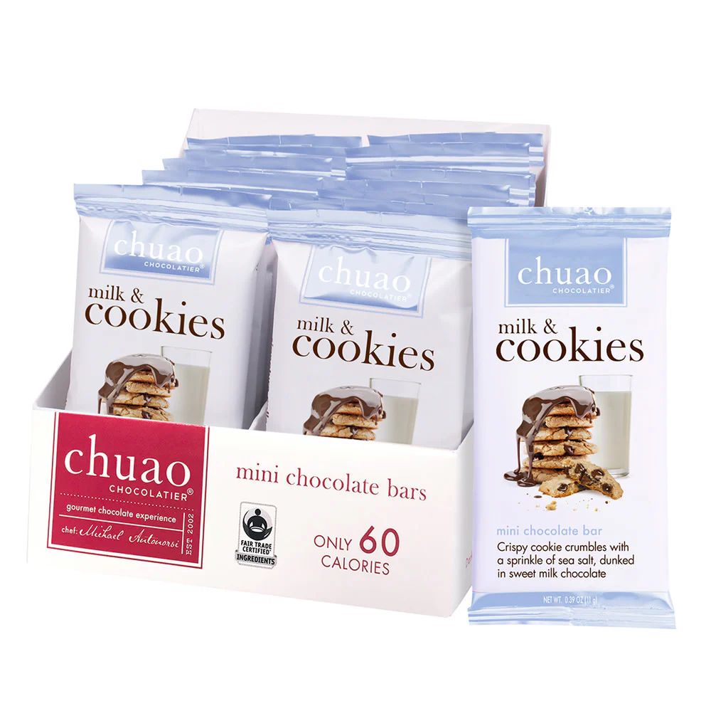 Chuao Mini Milk & Cookies Chocolate Bars - 24ct