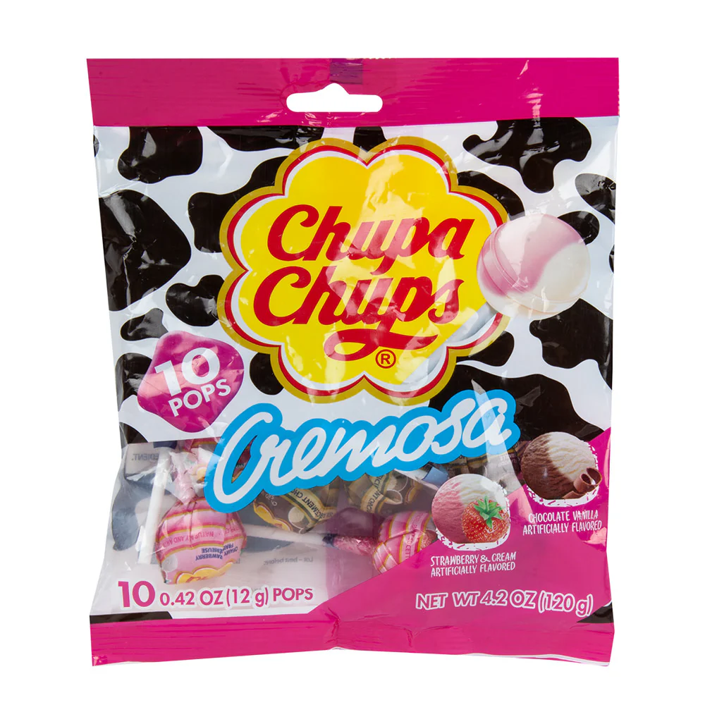 Chupa Chups Cremosa Lollipops Peg Bags - 12ct