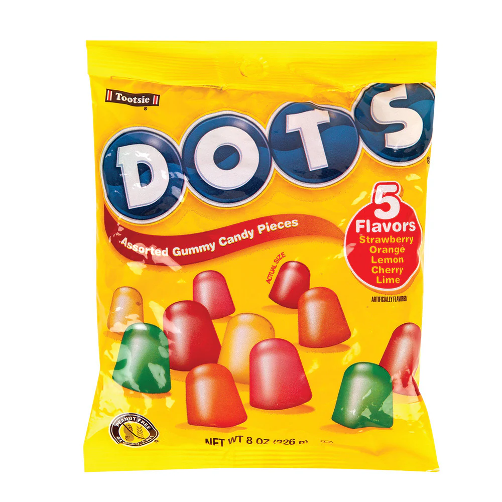Dots Assorted Flavor Peg Bags - 8ct
