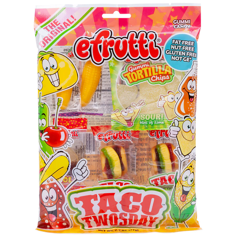 Efrutti Taco Twosday Gummi Candy Peg Bags - 12ct