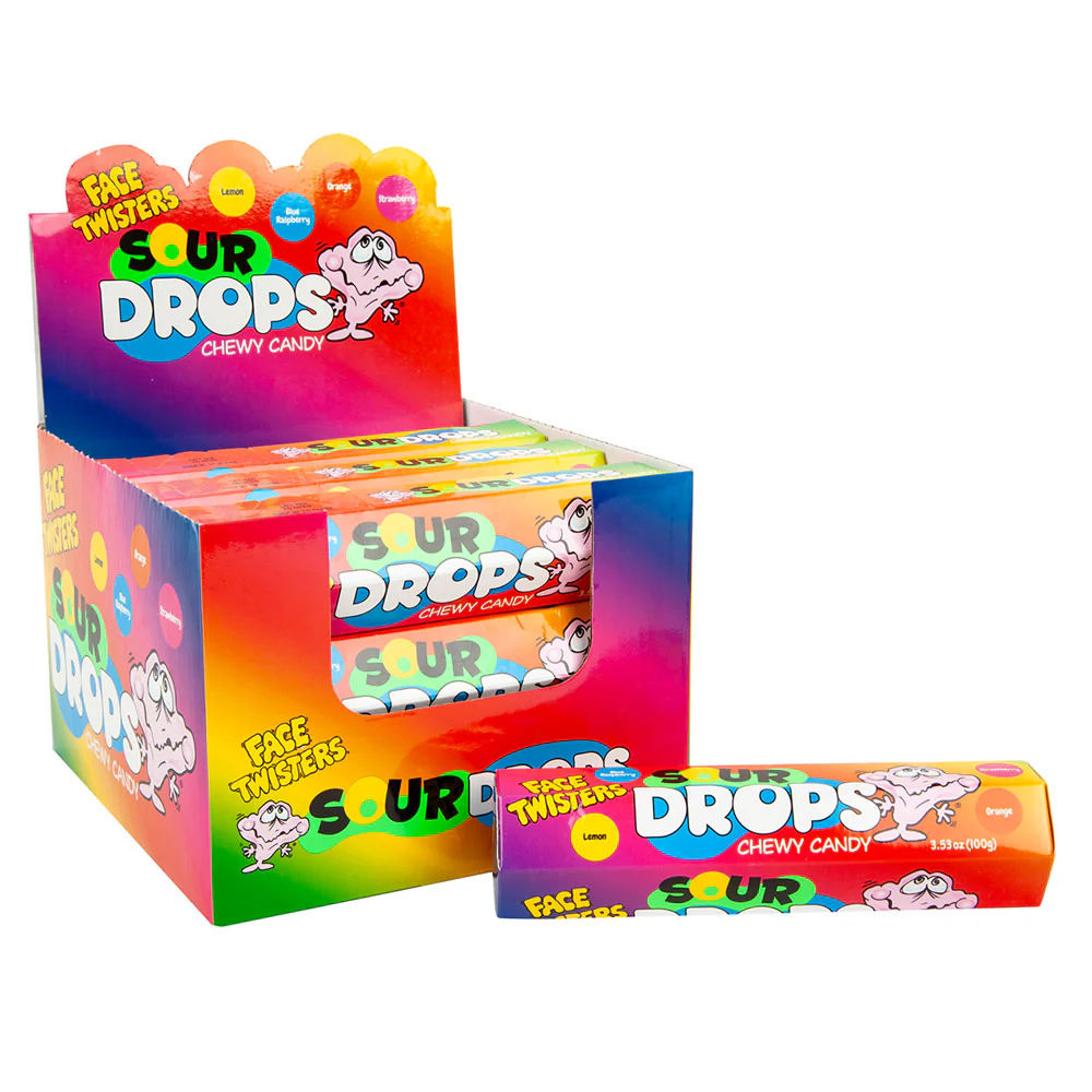 Face Twisters Chewy Sour Drops - 12ct