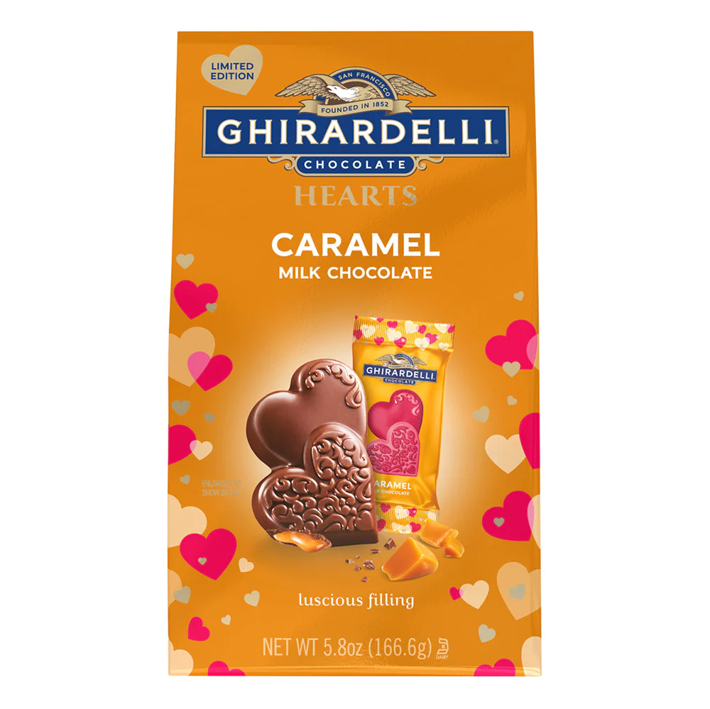 Ghirardelli Milk Chocolate Caramel Hearts - 12ct
