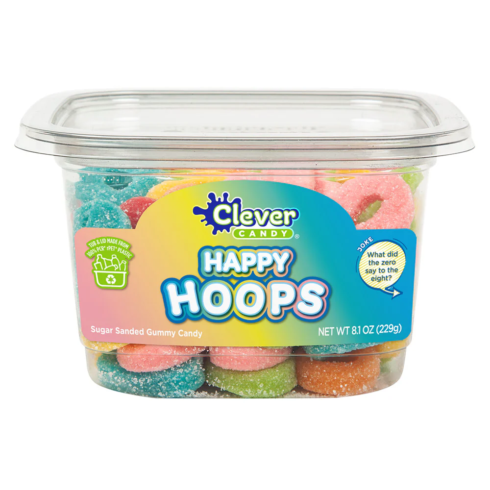 Happy Hoops Sour Gummy Loops Tubs - 12ct