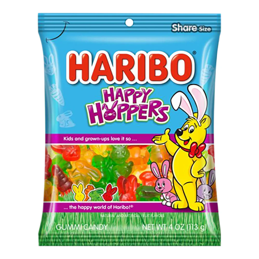 Haribo Happy Hoppers Gummi Candy Peg Bags - 12ct