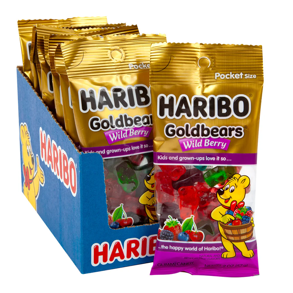 Haribo Wild Berry Goldbears Peg Bags - 12ct