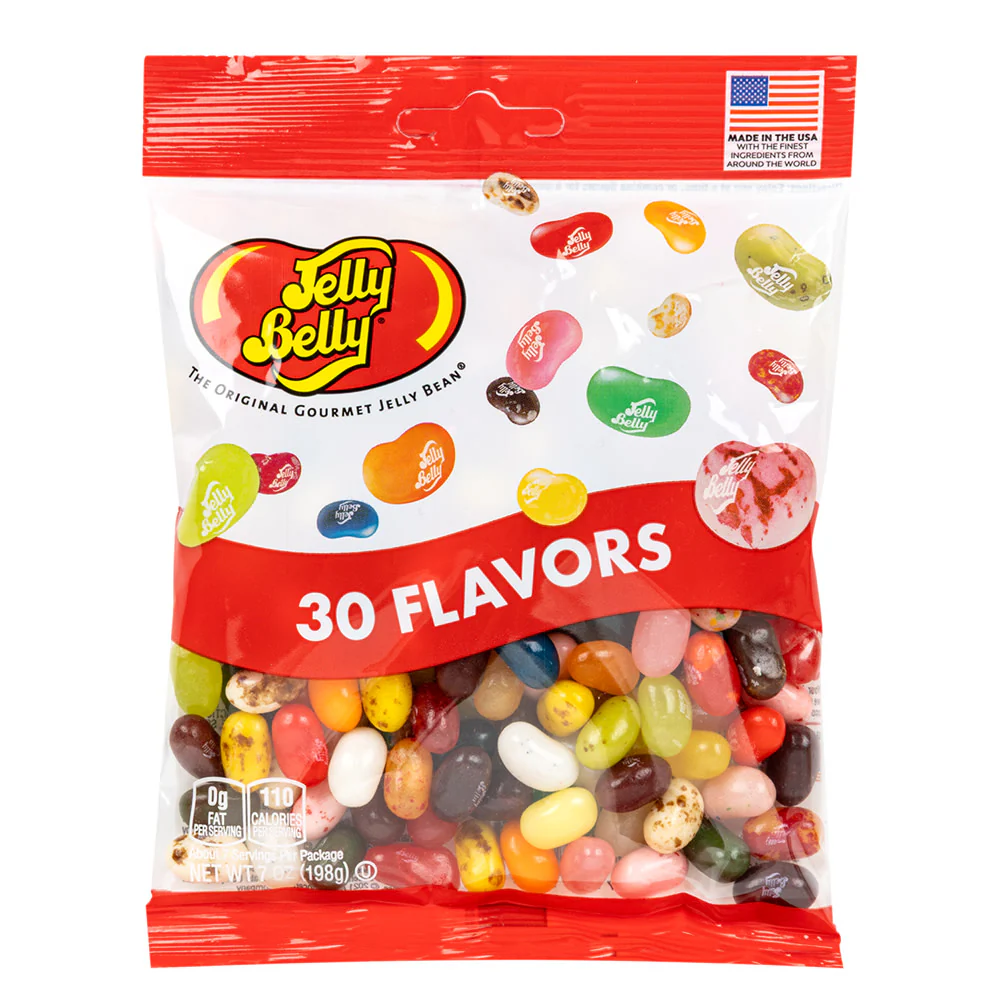 Jelly Belly 30 Flavors 7oz Peg Bags - 12ct