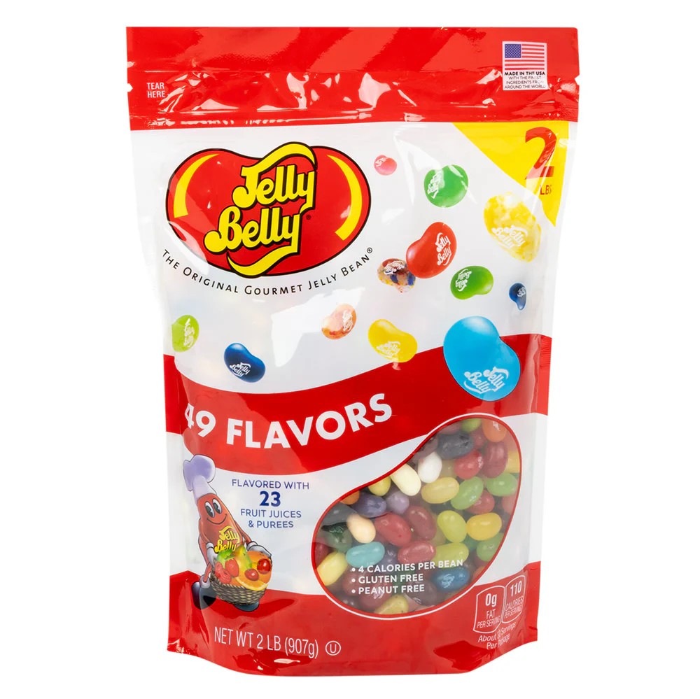 Jelly Belly 49 Flavors 2lb Pouches - 12ct