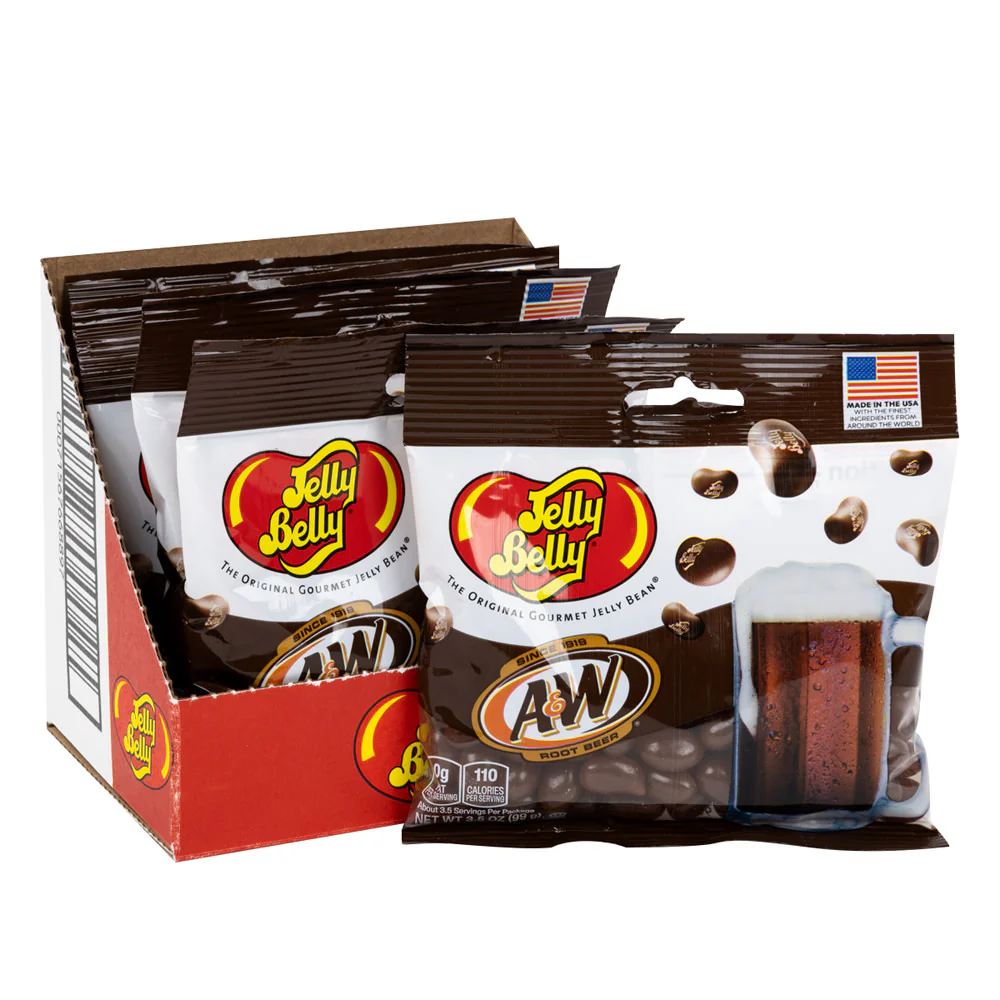 Jelly Belly A&W Root Beer 3.5oz Peg Bags - 12ct