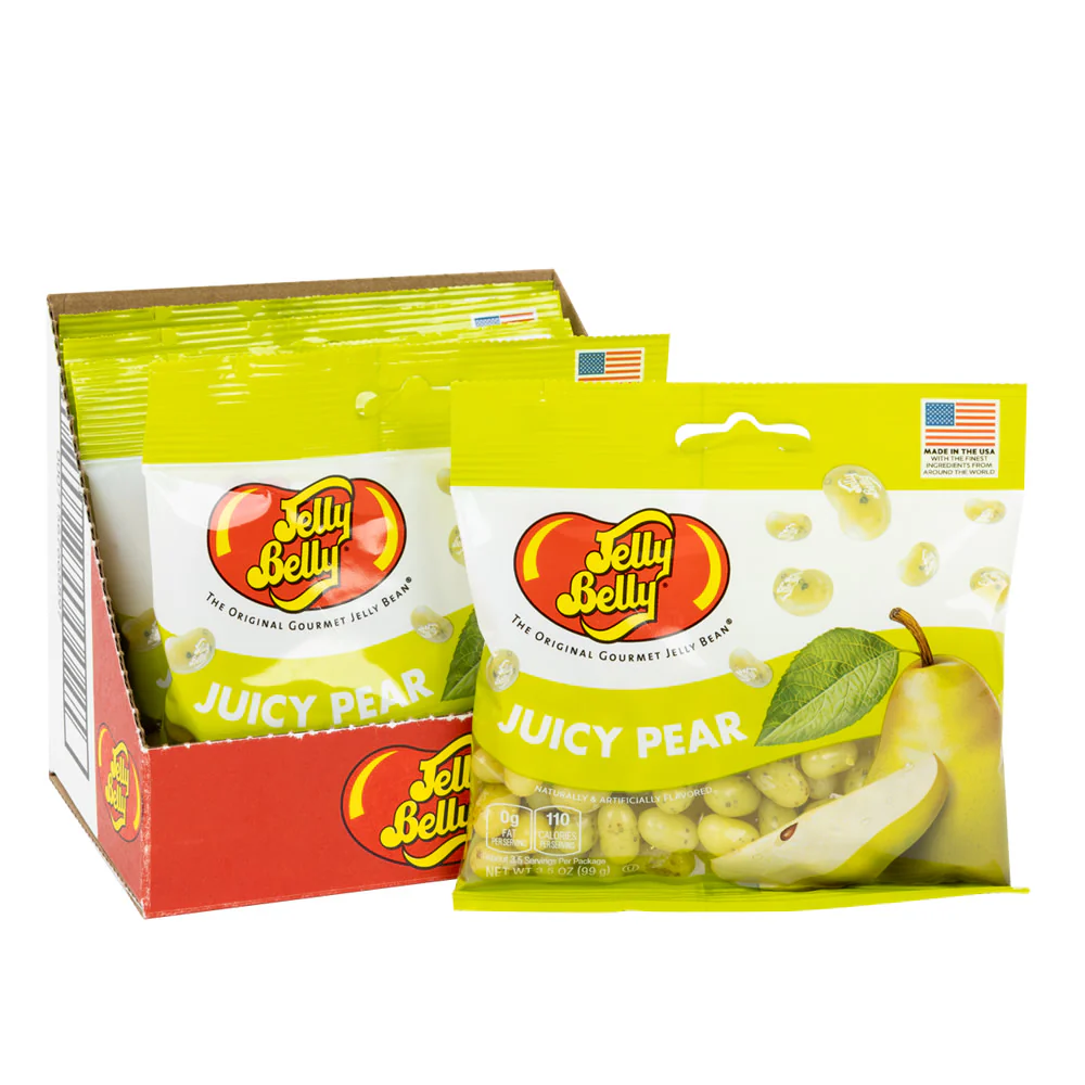 Jelly Belly Juicy Pear 3.5oz Peg Bags - 12ct