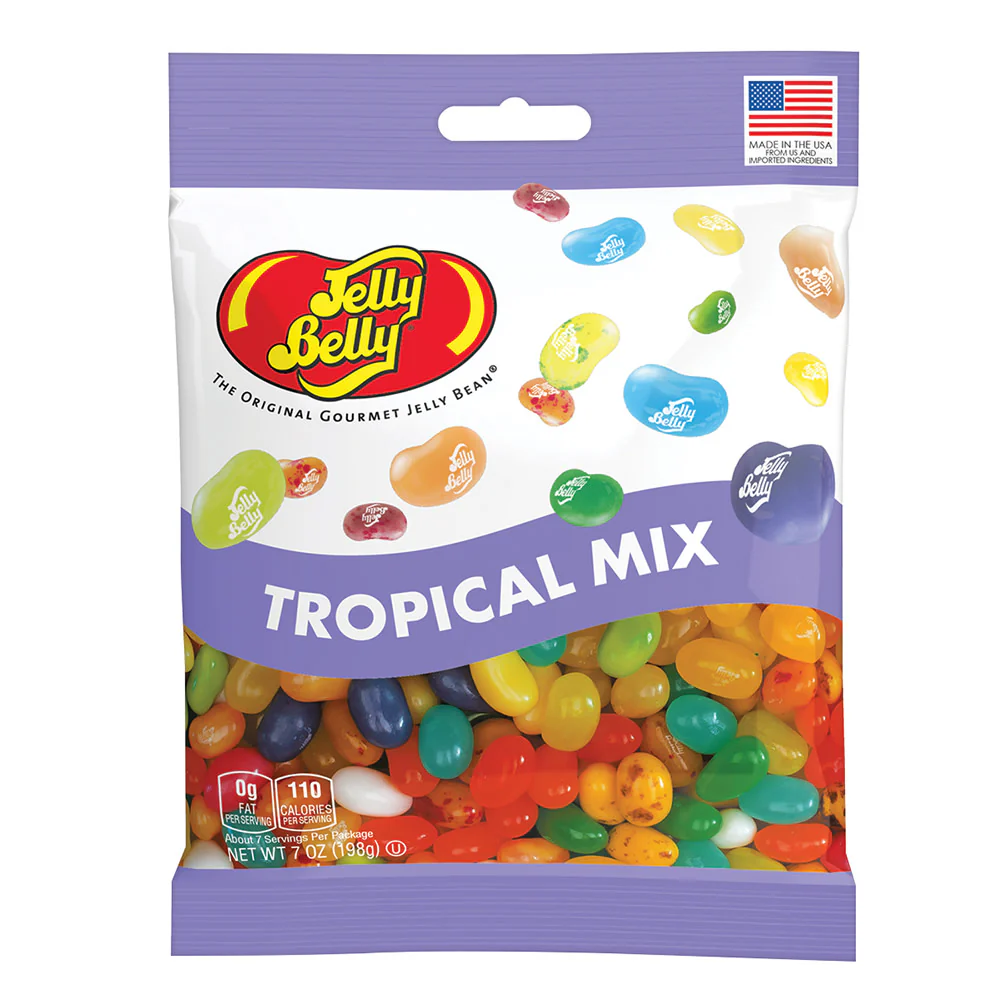 Jelly Belly Tropical Mix 7oz Peg Bags - 12ct