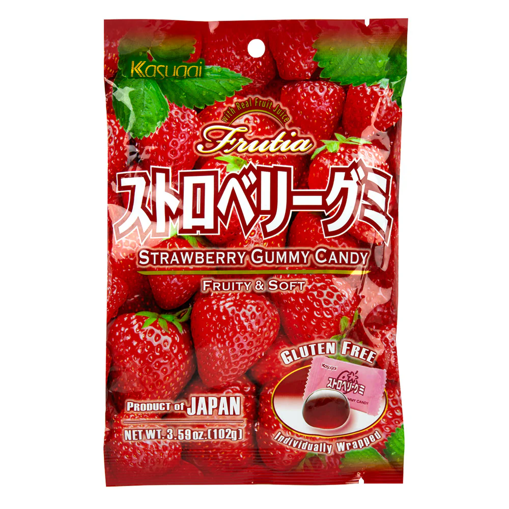 Kasugai Frutia Strawberry Gummies Peg Bags - 24ct