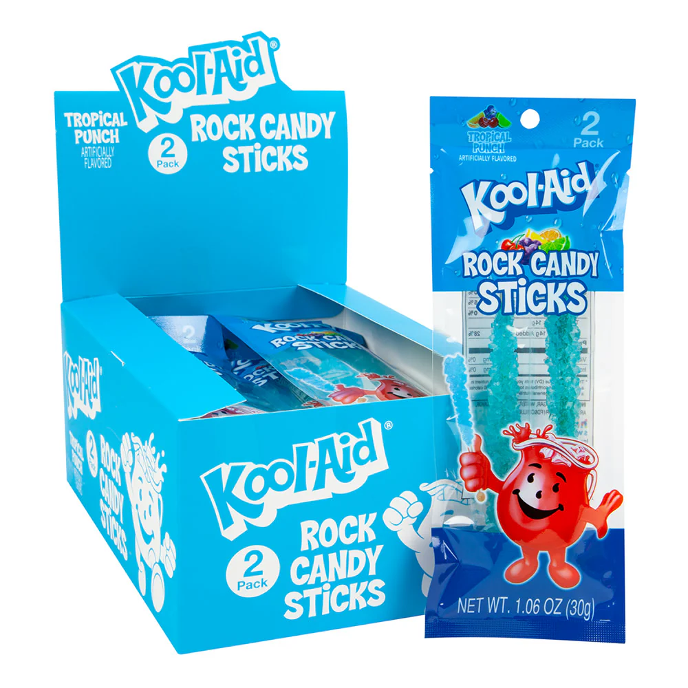 Kool-Aid Tropical Punch Rock Candy Sticks - 12ct