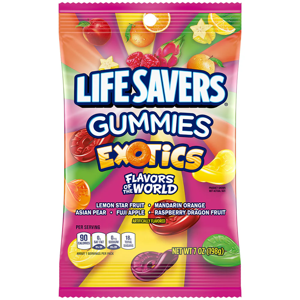 Lifesavers Exotics Gummies Peg Bags - 12ct
