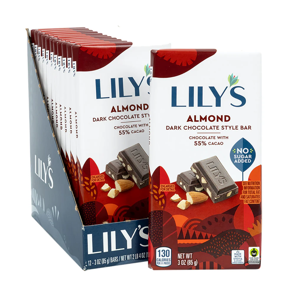 Lily's Almond Dark Chocolate 55% Bars - 12ct