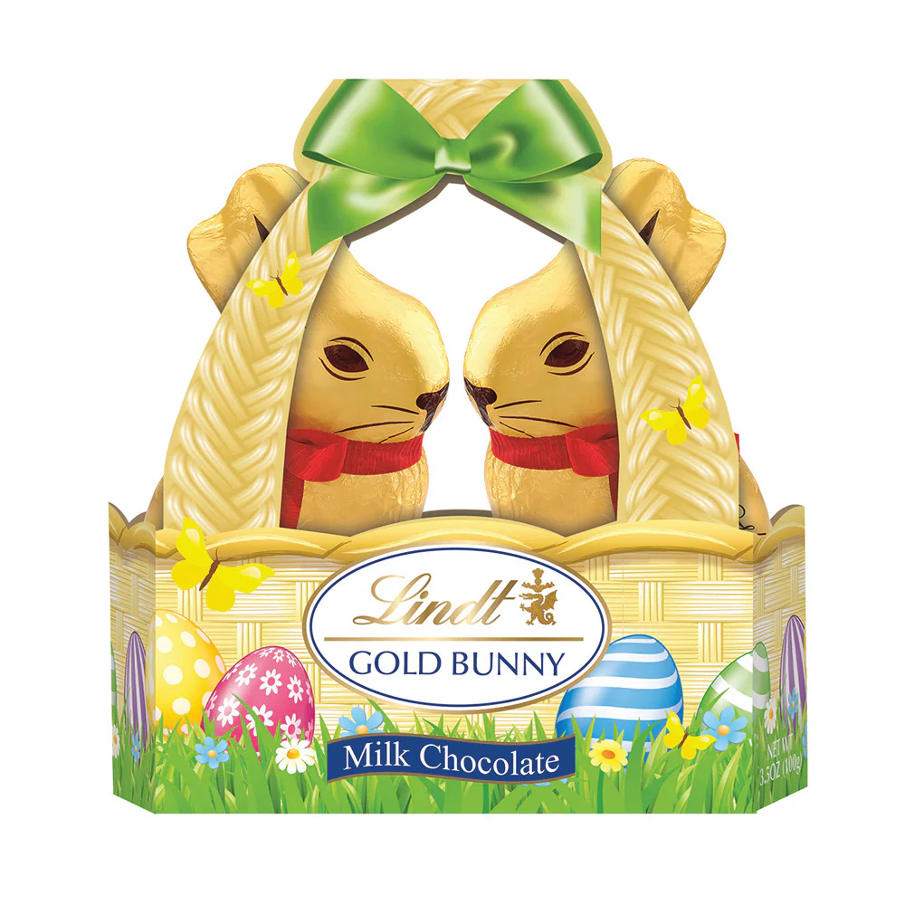 Lindt Gold Foiled Bunny Basket 3.5oz - 8ct