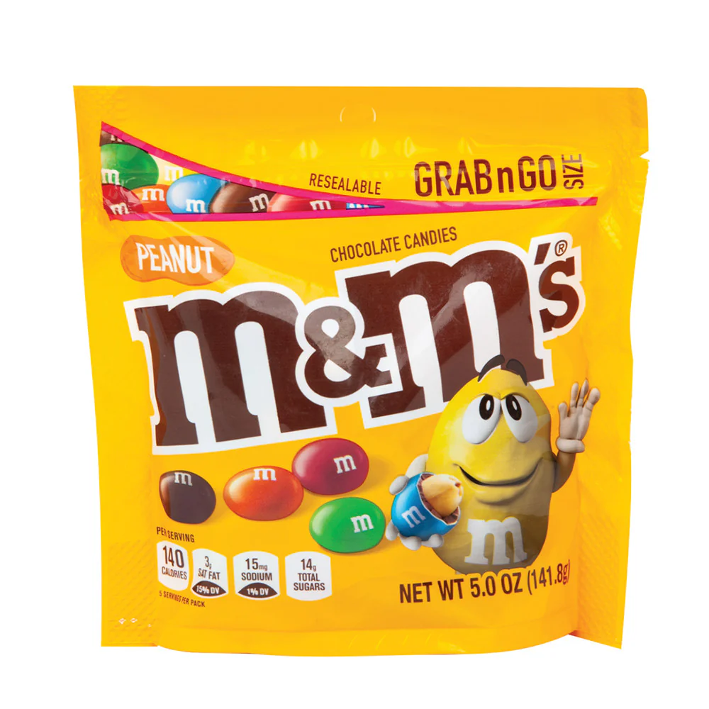 M&M's Peanut 5oz Resealable Pouches - 12ct
