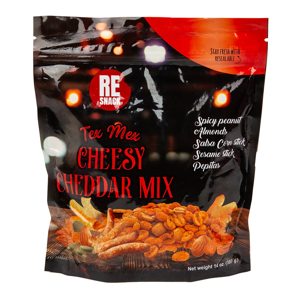 Re Snack Tex Mex Cheesy Cheddar Mix Pouches - 12ct
