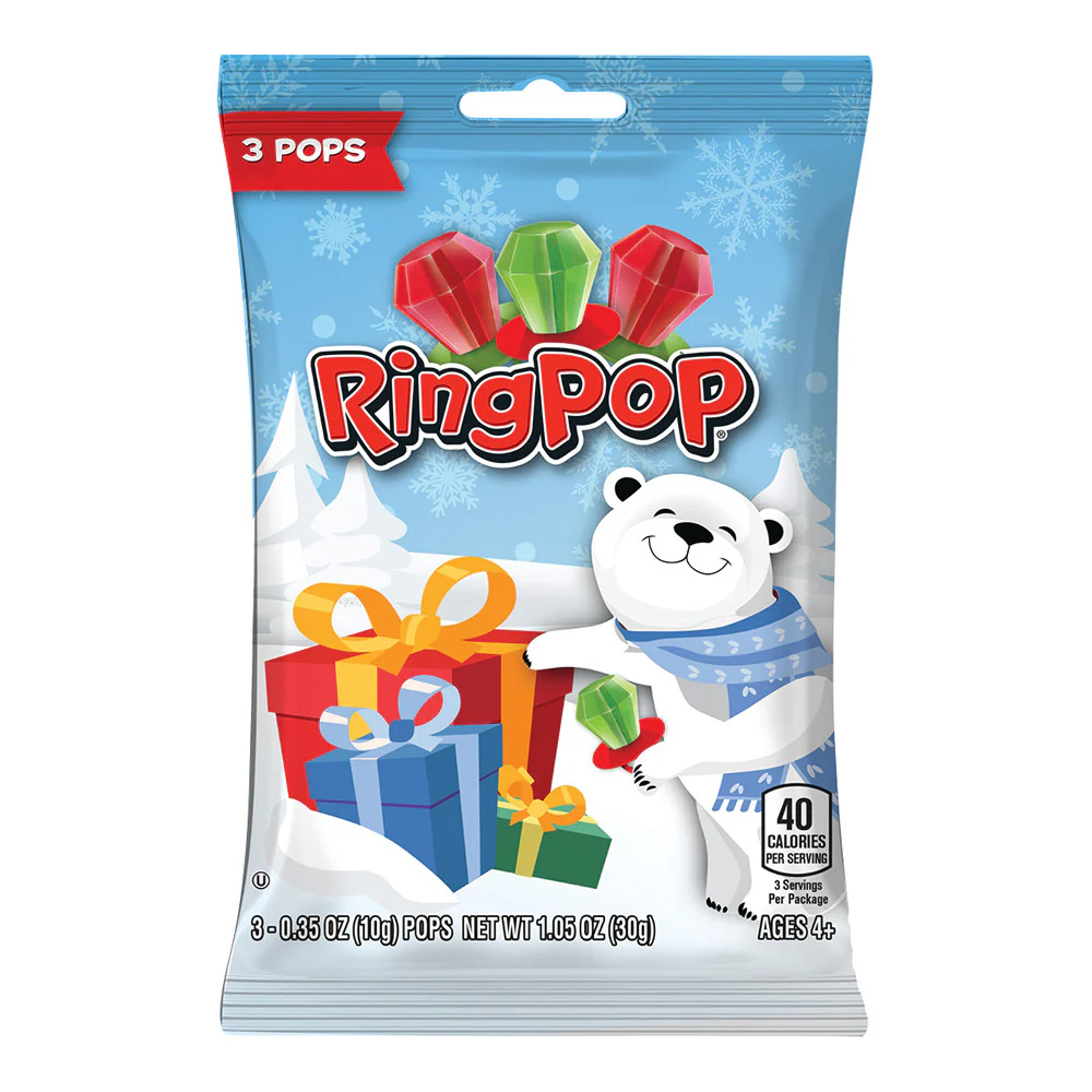 Ring Pop Christmas 3 Piece Peg Bags - 12ct