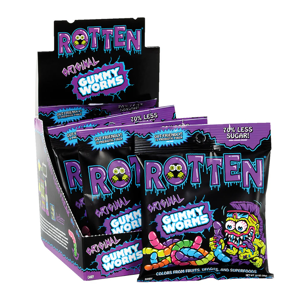 Rotten Original Gummy Worms Peg Bags - 8ct