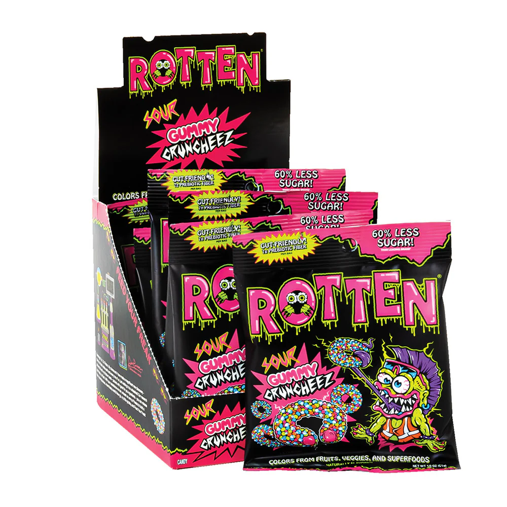 Rotten Sour Gummy Cruncheez Peg Bags - 8ct