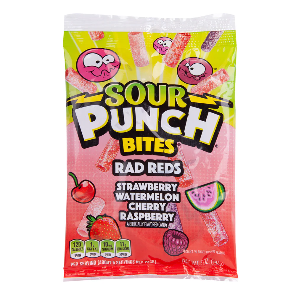 Sour Punch Rad Reds Bites Peg Bags - 12ct