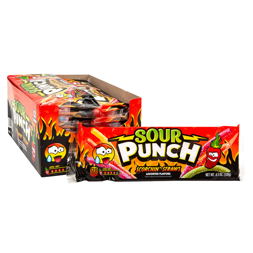 Sour Punch Scorchin' Straws Bags - 12ct