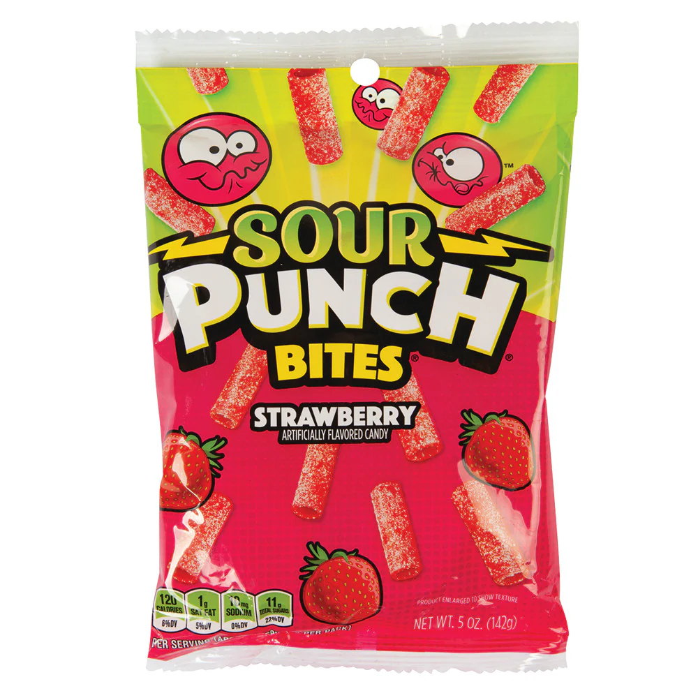 Sour Punch Strawberry Bites Peg Bags - 12ct
