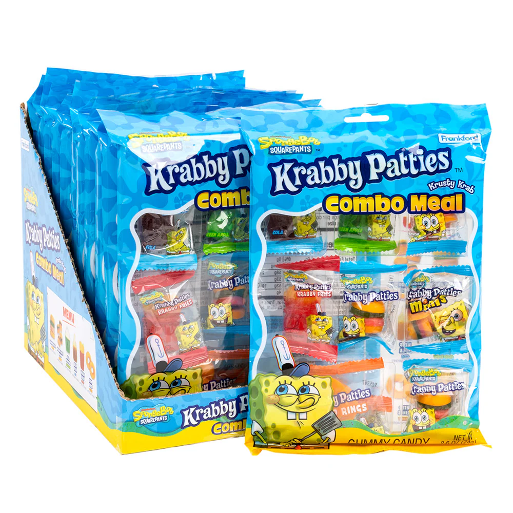 Spongebob Krabby Patties Combo Meal Peg Bags - 12ct