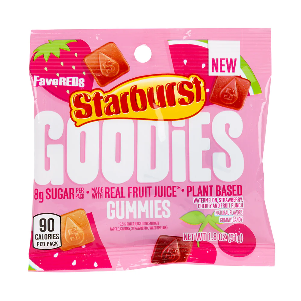 Starburst Goodies Favored Gummies Peg Bags - 12ct