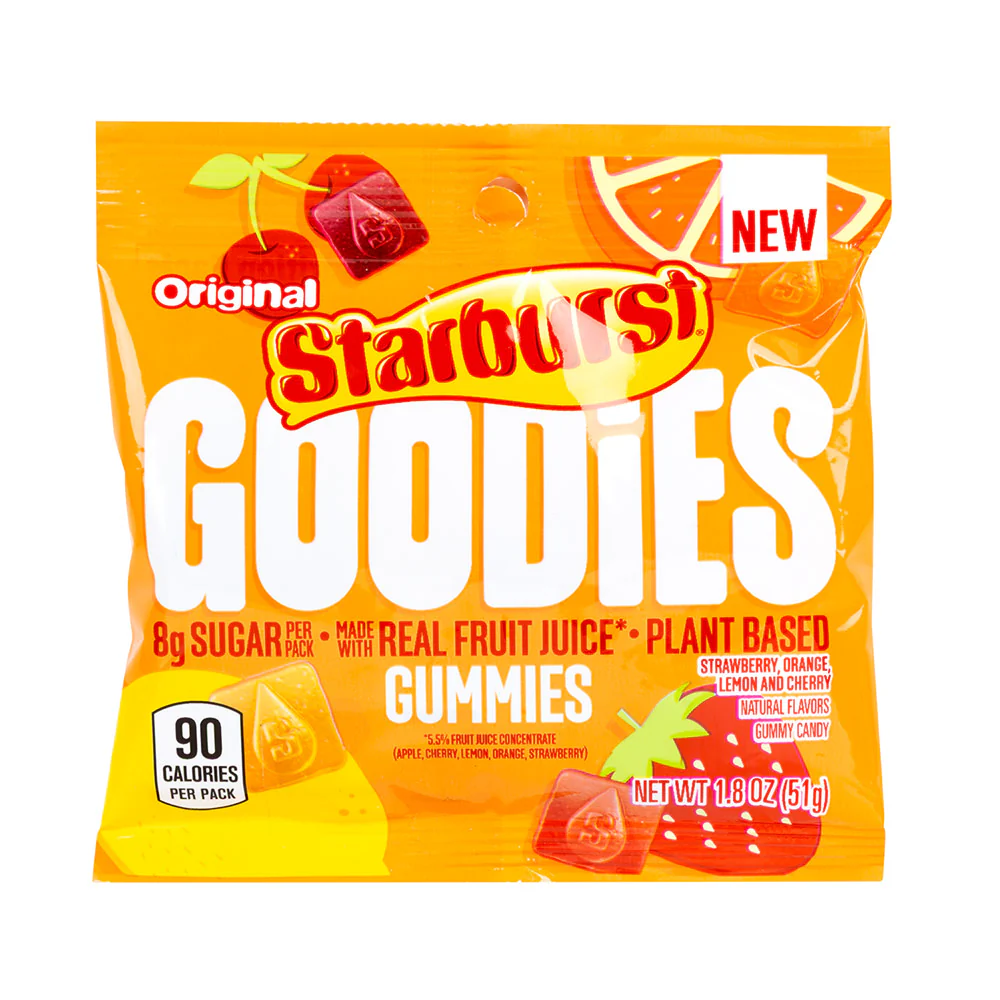 Starburst Goodies Original Gummies Peg Bags - 12ct