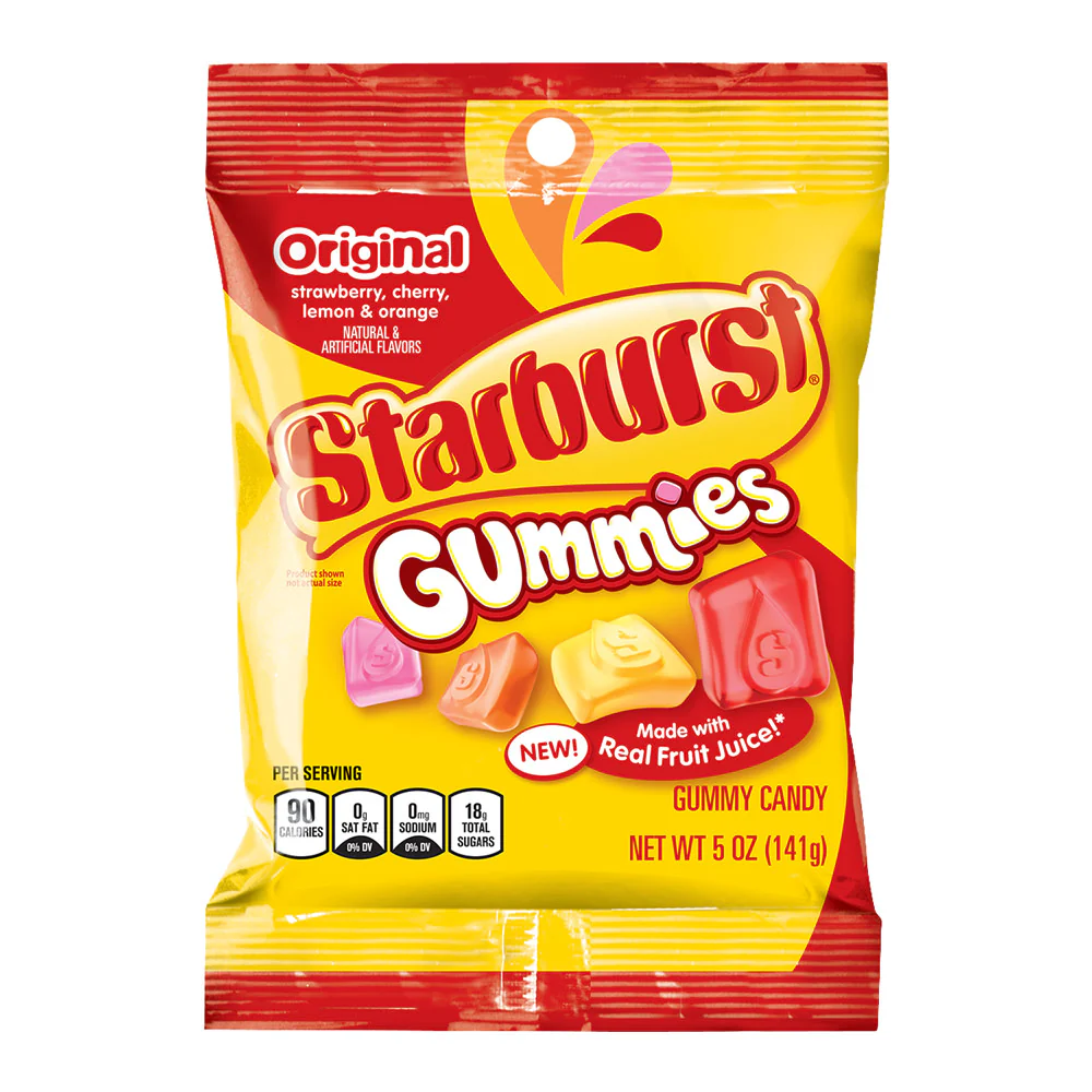 Starburst Original Gummies Peg Bags - 12ct