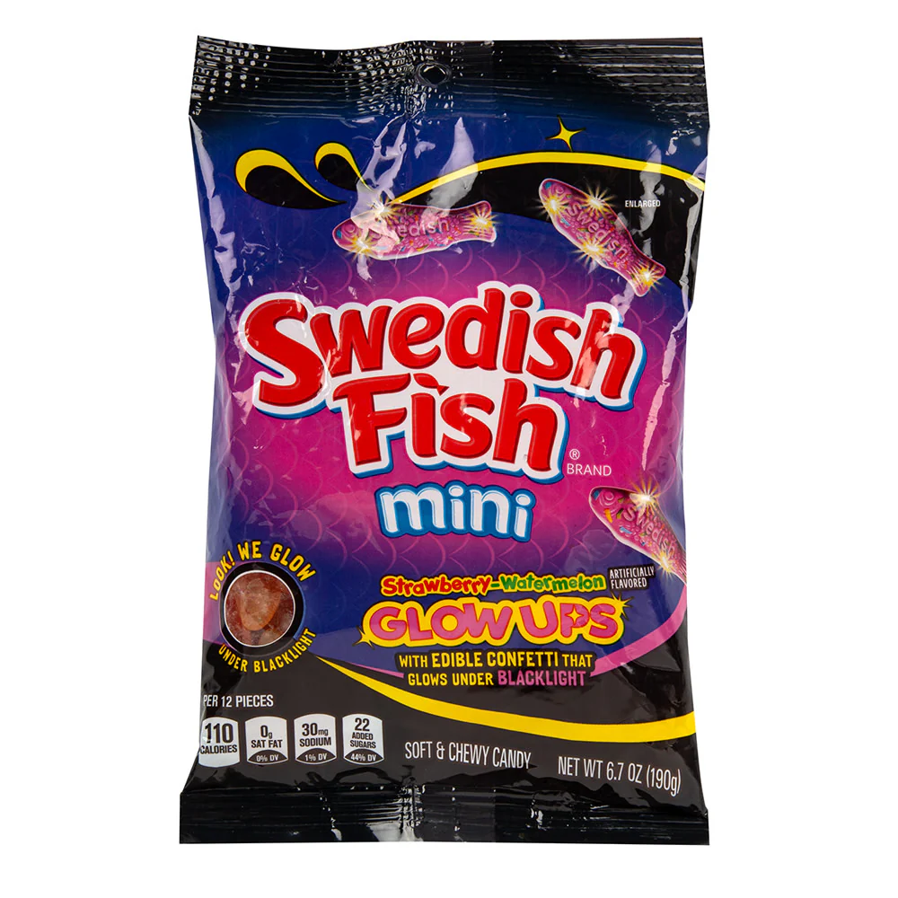 Swedish Fish Minis Glow Ups Peg Bags - 12ct