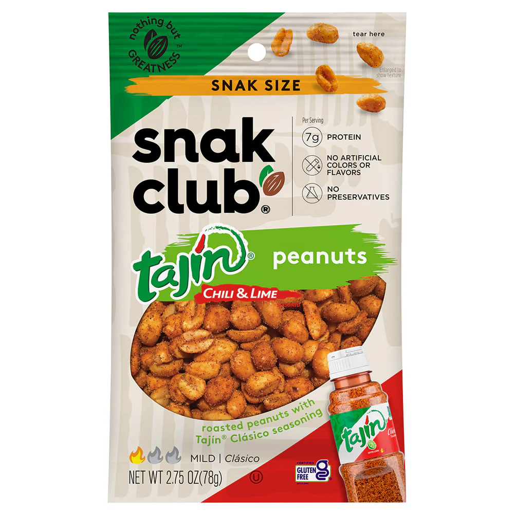 Tajin Snak Club Chili & Lime Peanuts Peg Bags - 12ct