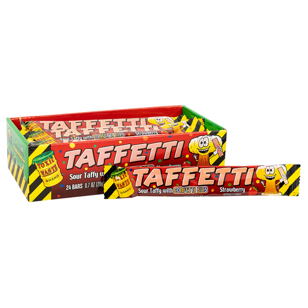 Toxic Waste Taffetti Strawberry Sour Taffy - 24ct