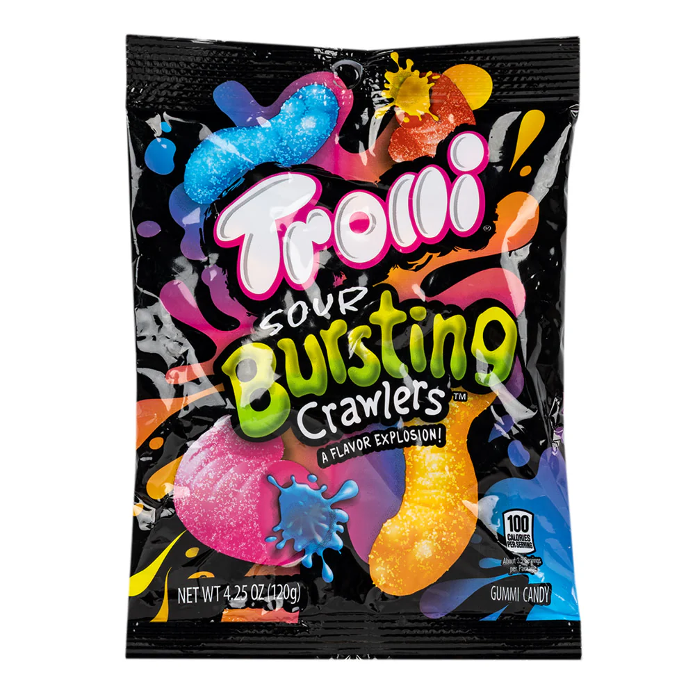 Trolli Sour Bursting Crawlers Peg Bags - 12ct