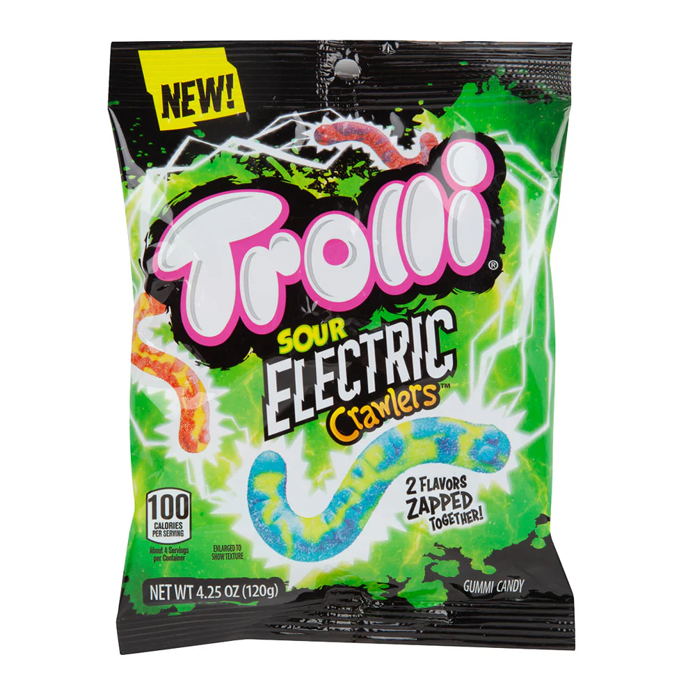 Trolli Sour Electric Crawlers Peg Bags - 12ct