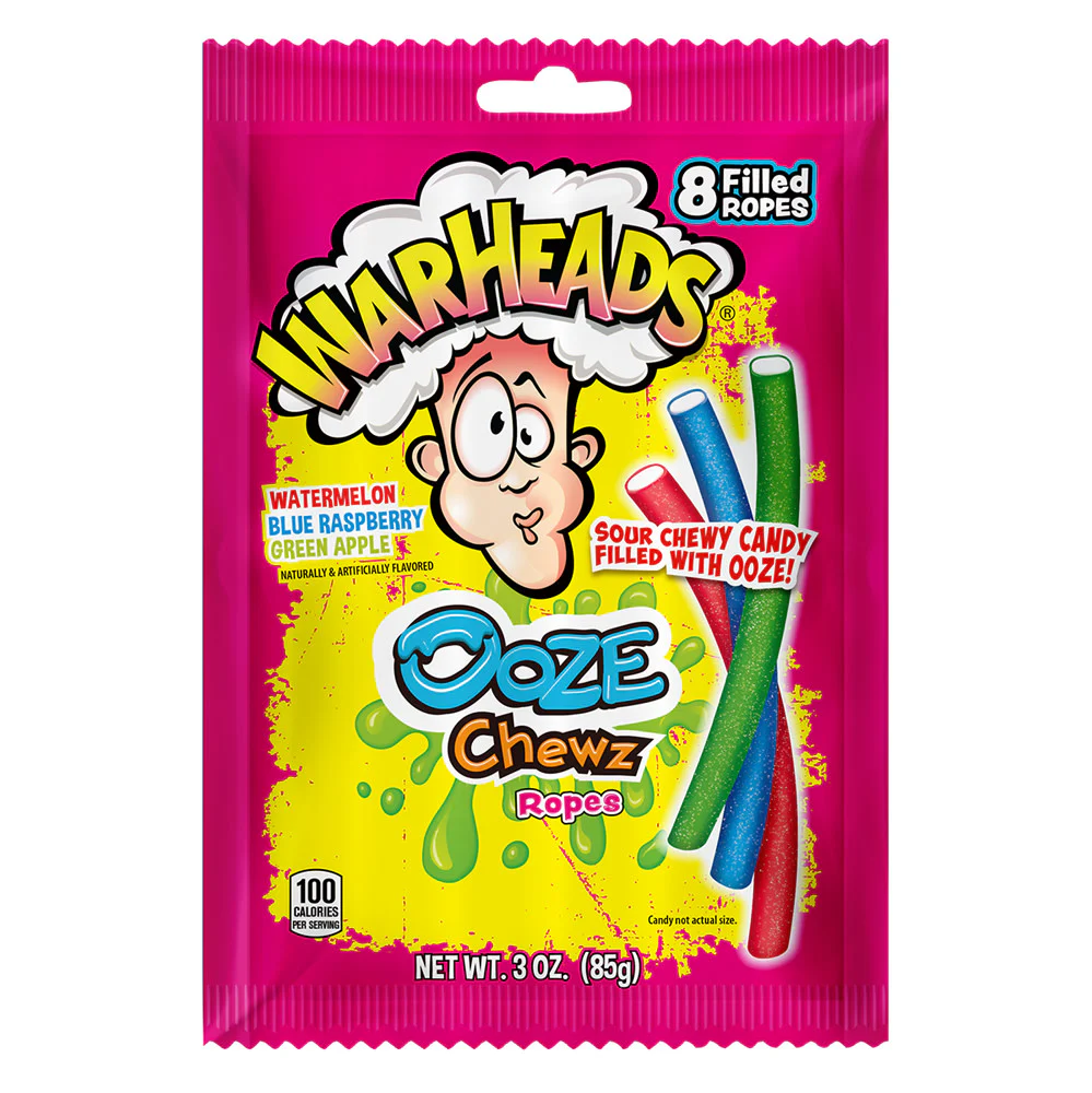 Warheads Ooze Chewz Ropes Peg Bags - 12ct
