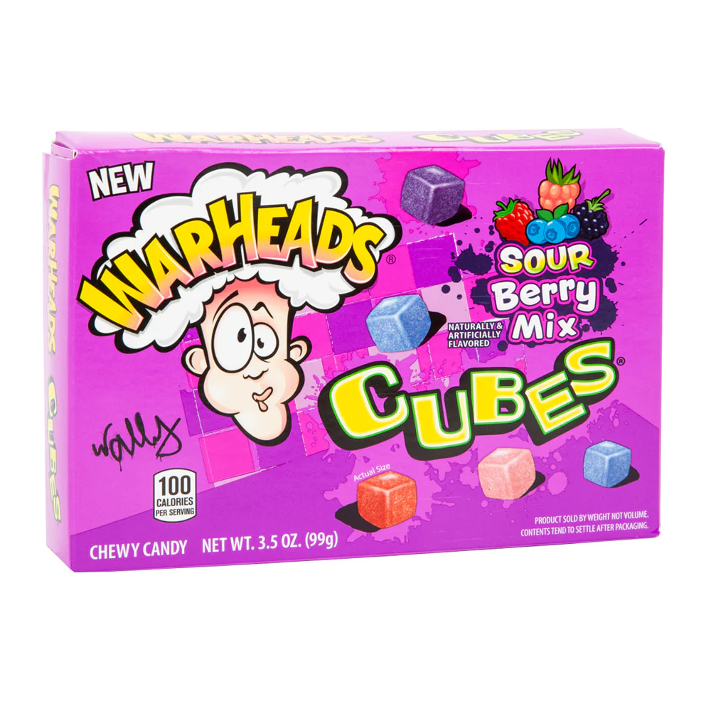 Warheads Sour Berry Mix Cubes Theater Boxes - 12ct