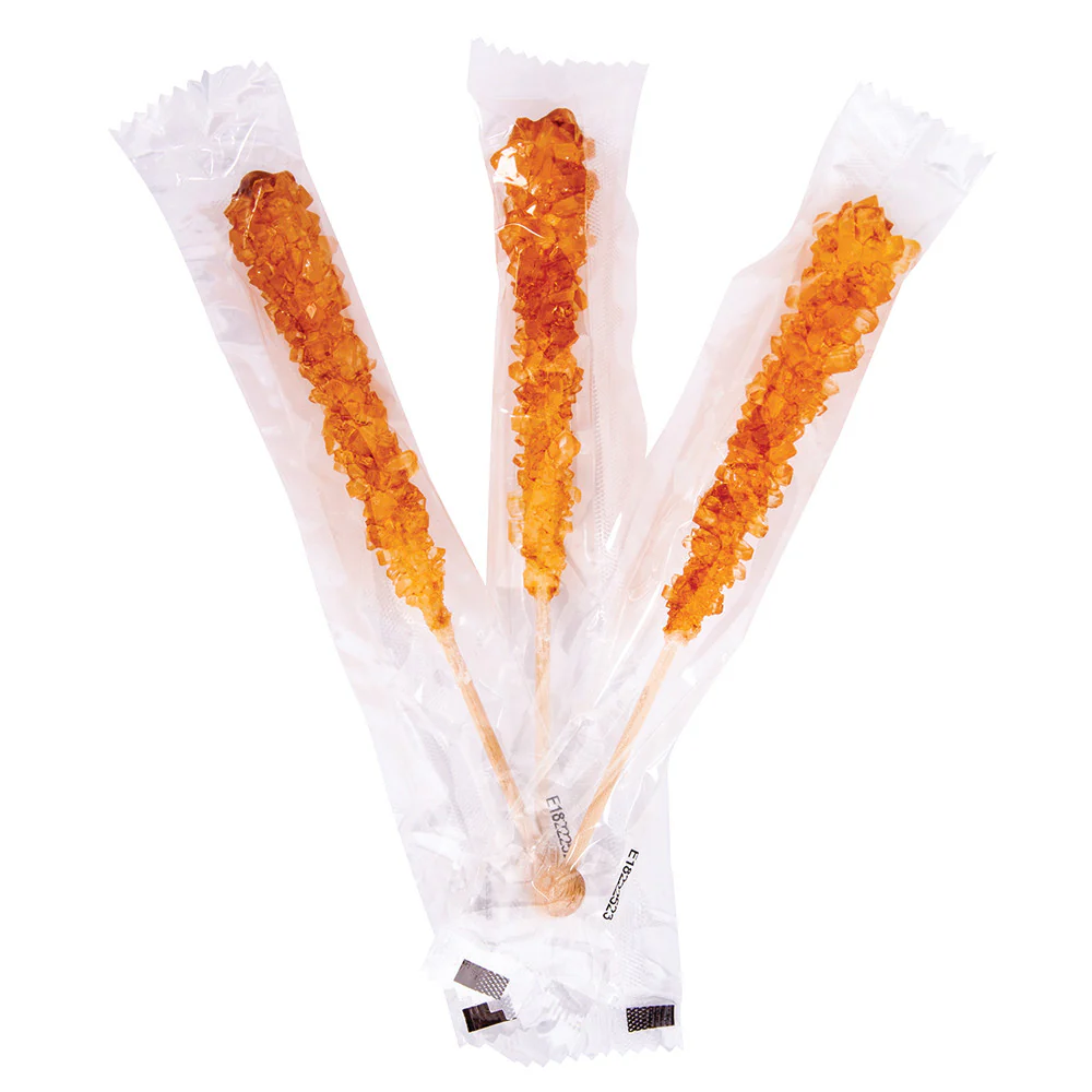 Wrapped Rock Candy Sticks Gold Tutti Frutti - 100ct