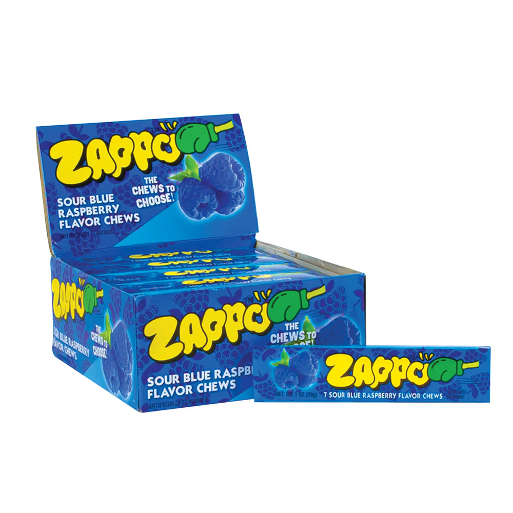 Zappo Sour Blue Raspberry Chews Sticks - 30ct