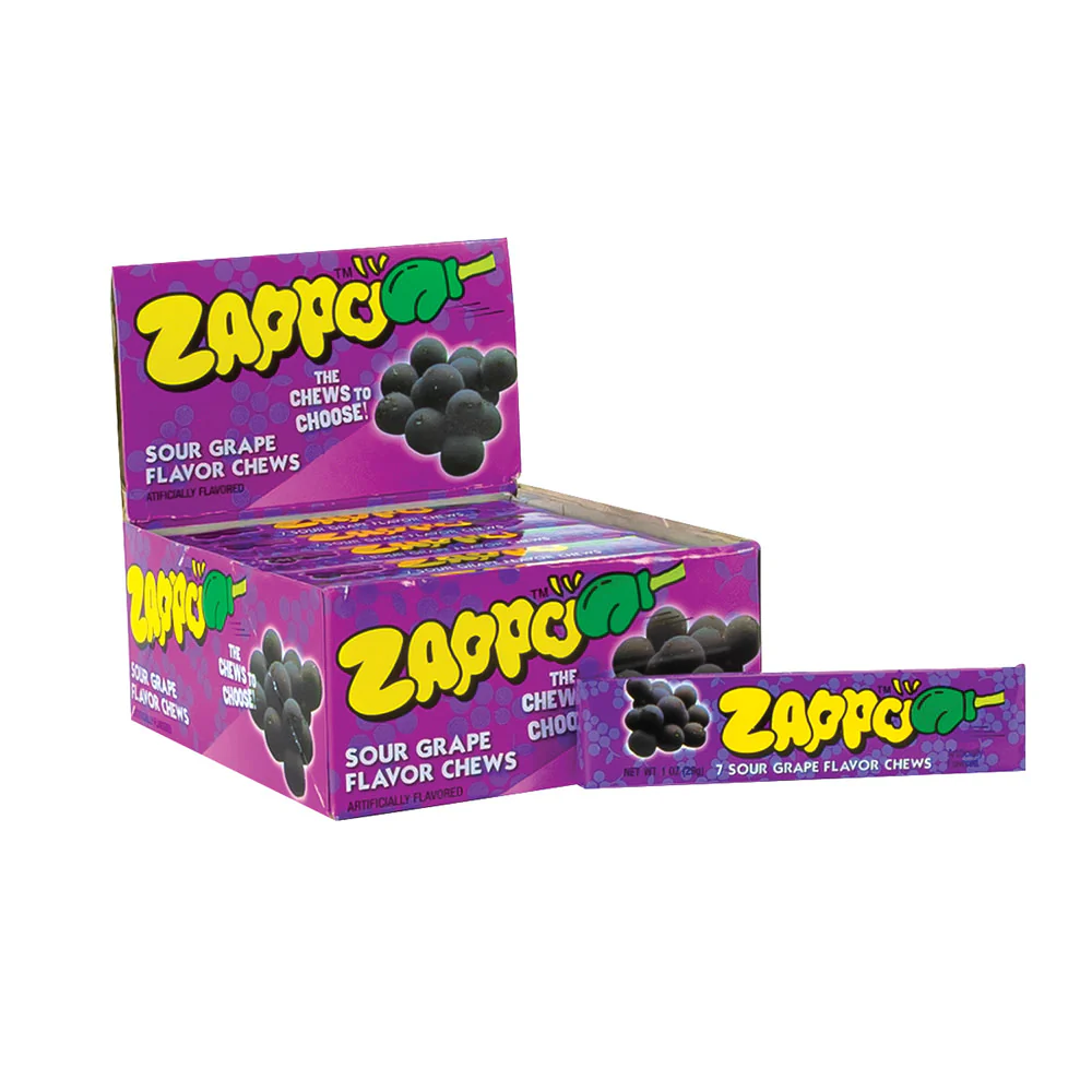 Zappo Sour Grape Chews Sticks - 30ct