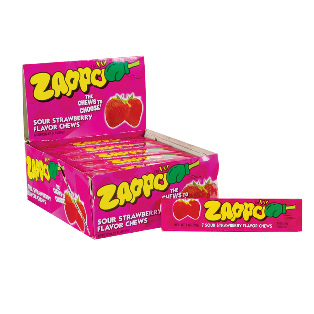 Zappo Sour Strawberry Chews Sticks - 30ct